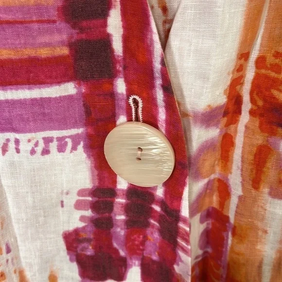 NWT ALI MILES Pink Tie Dye Linen Button Blazer Jacket Tulip Sleeve Size 1X - Picture 10 of 16